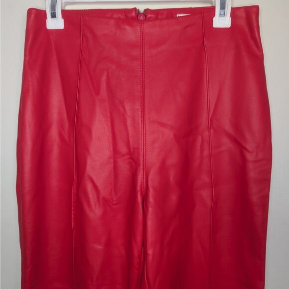 House of CB Elenaora Vegan Leather Trousers in Scarlet Red, Size Large - Picture 5 of 10